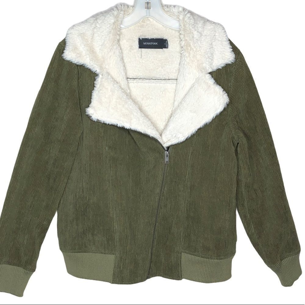 Minkpink Green Sherpa‎ Lined Jacket - Picture 2 of 8